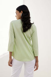 Tinker Ruffled Neckline Top - Fresh Green