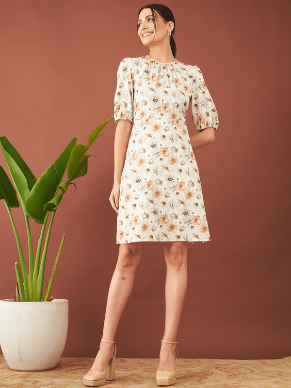 Barcelona Floral Fit and Flared Dress - Multicolor