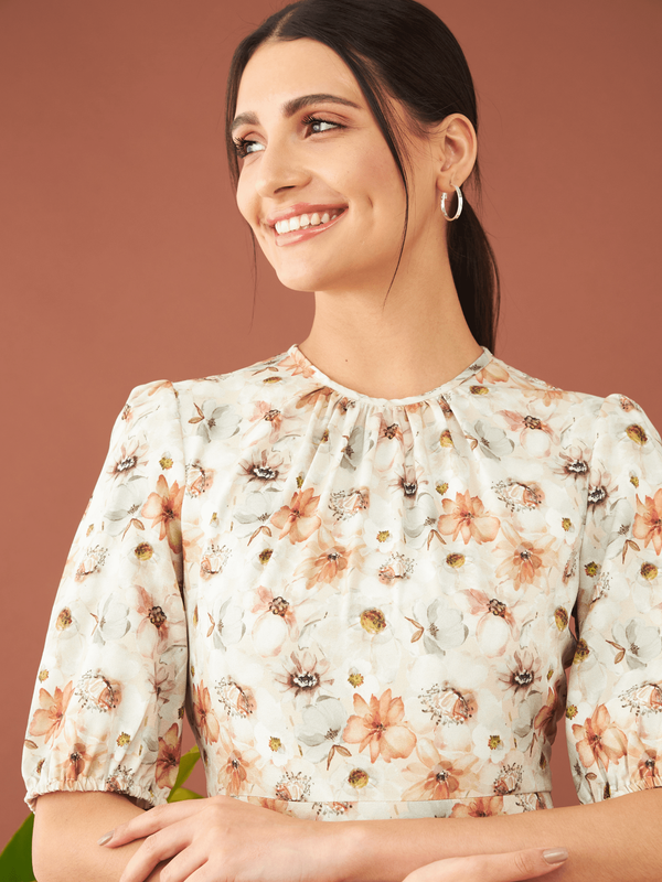 Barcelona Floral Fit and Flared Dress - Multicolor