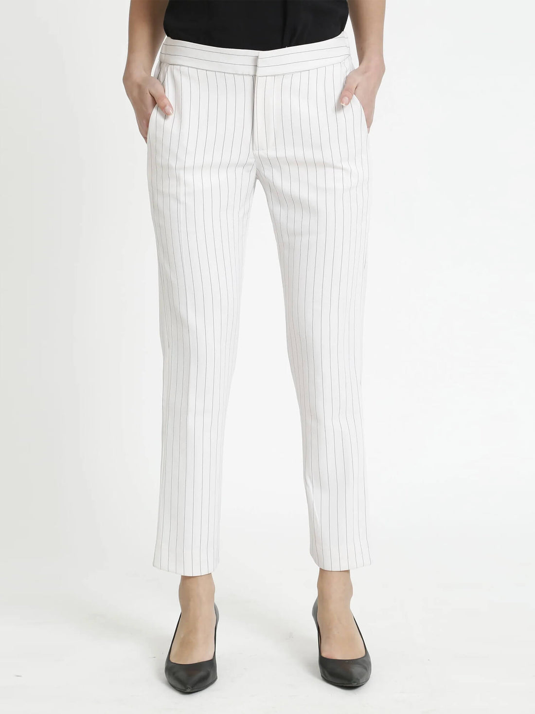 Beacon Striped High Rise Pants - White/Black