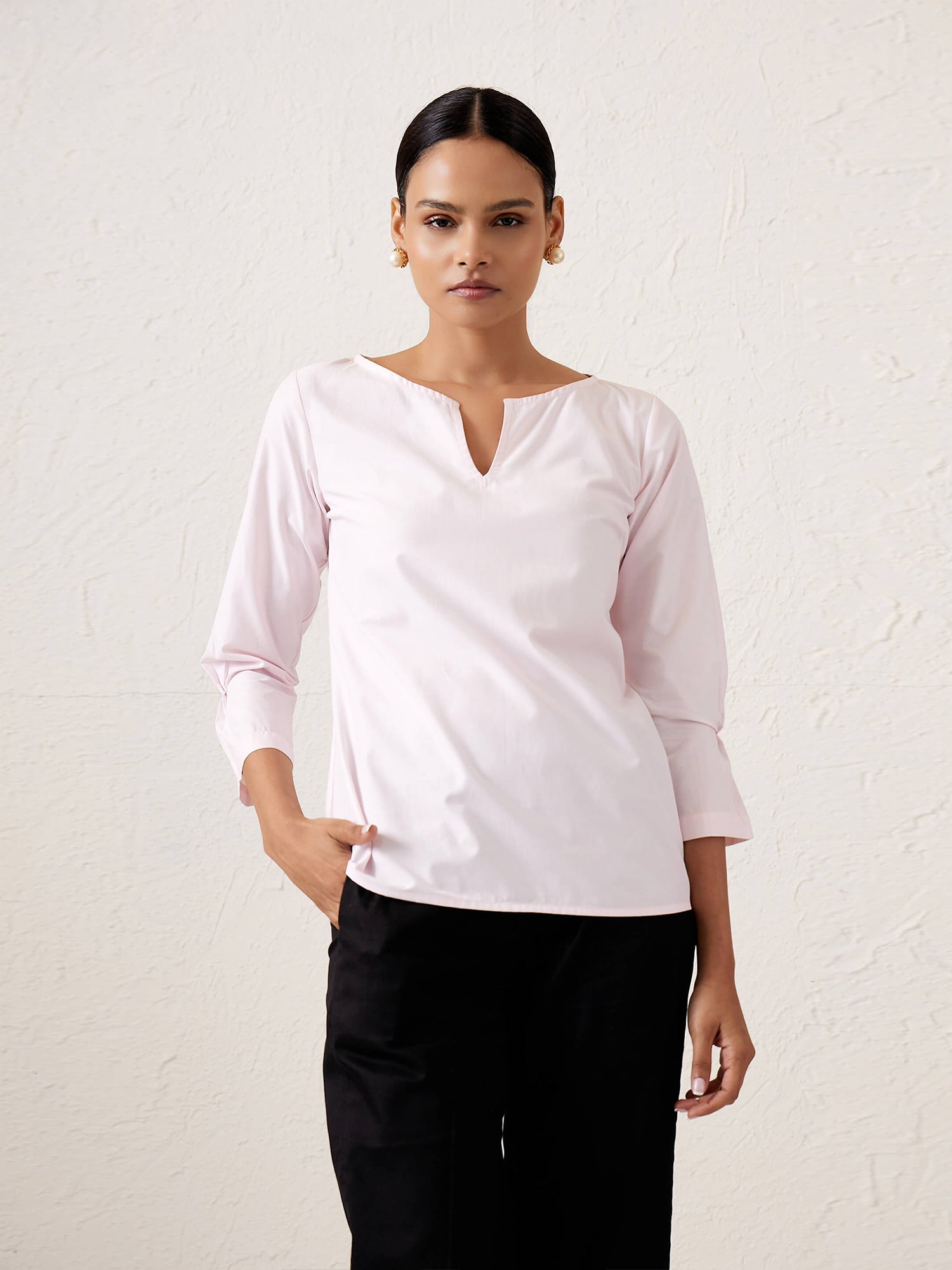 Blush Split Neckline - Top