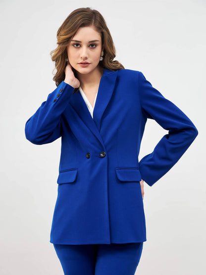 Bold Double-Breasted Blazer - Blue