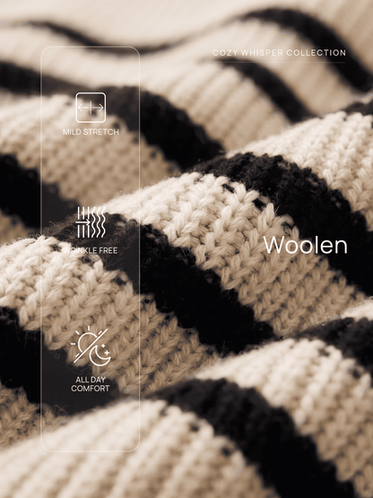 Camber Striped Sweater-Ecru
