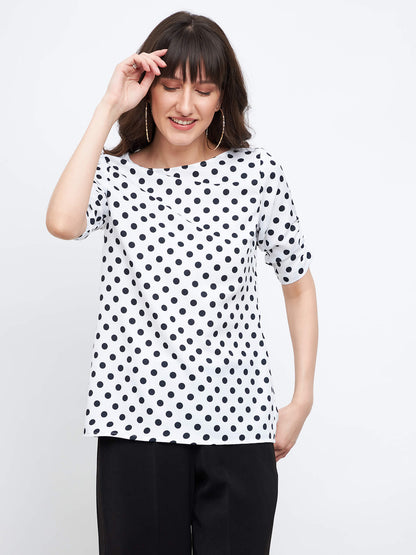 Dory Ruched sleeve Top - Polka Print