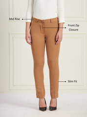 Earnest Mid Rise Slim Pants-Beige