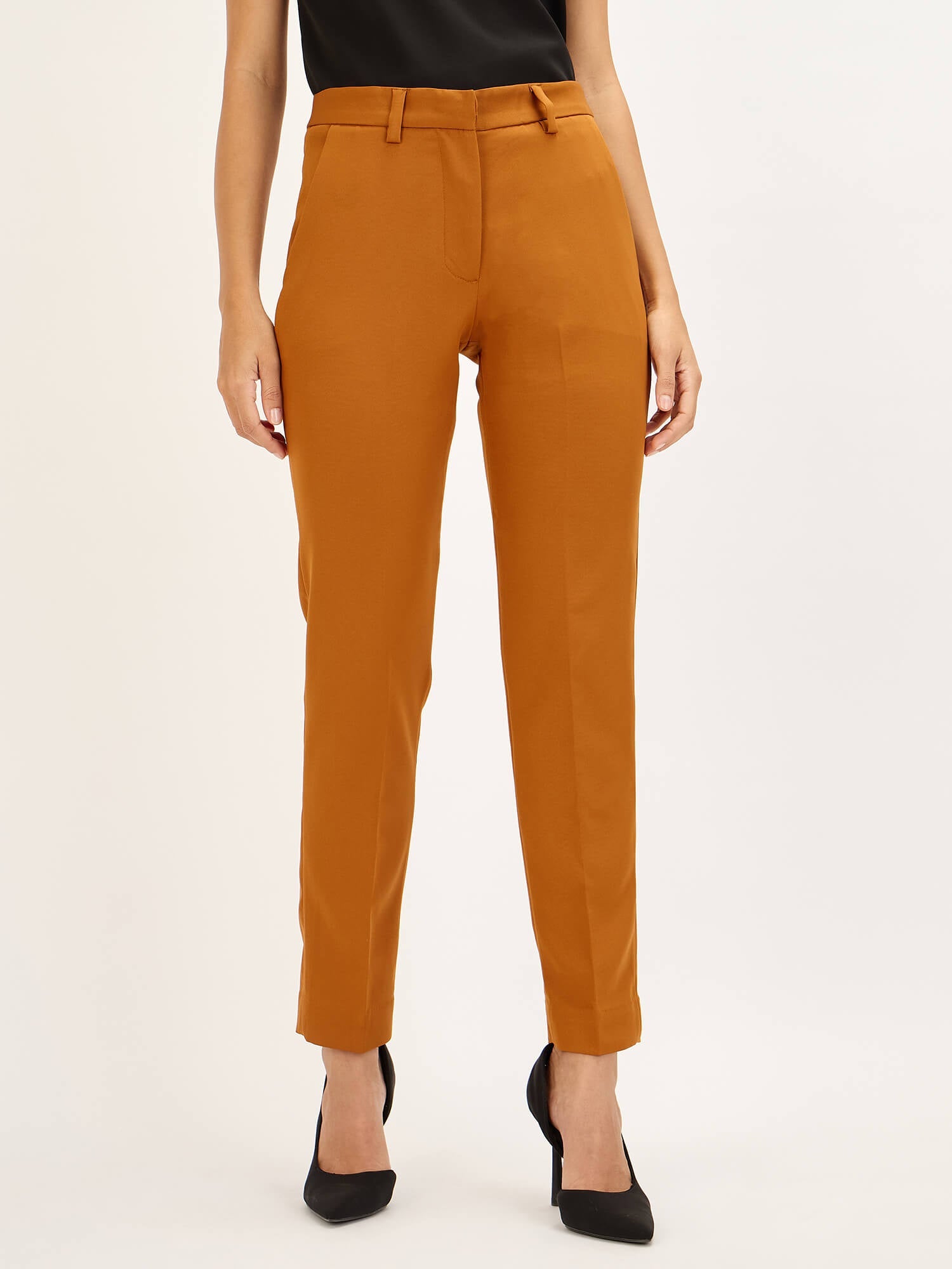 Earnest Mid To High Rise Pants - Tan Brown - SALT Attire