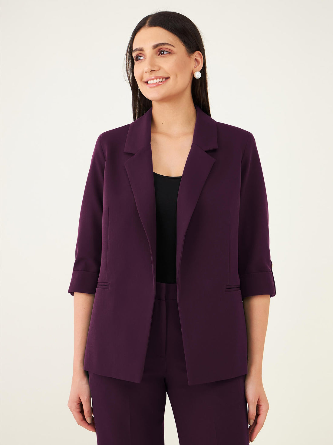 Ecuador Rolled-Up Sleeves Blazer - Purple