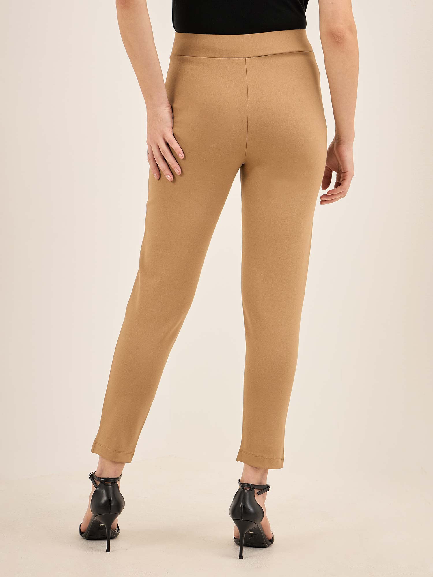 Flex-Camel Pull On Slim Jeggings - Camel