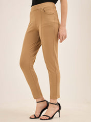 Flex-Camel Pull On Slim Jeggings - Camel