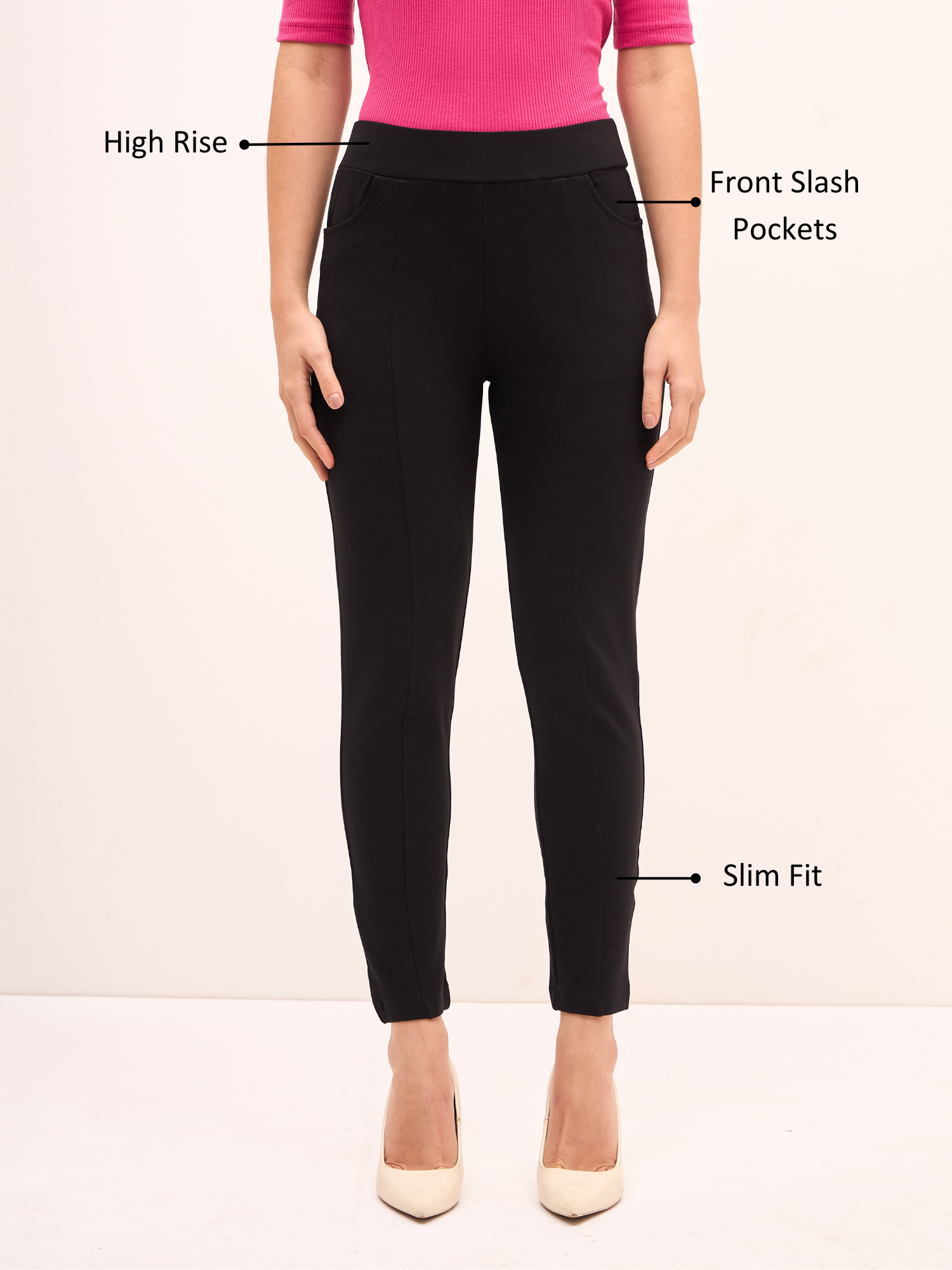 Buy Flex Pull On Slim Jeggings Black Color Pants for Women