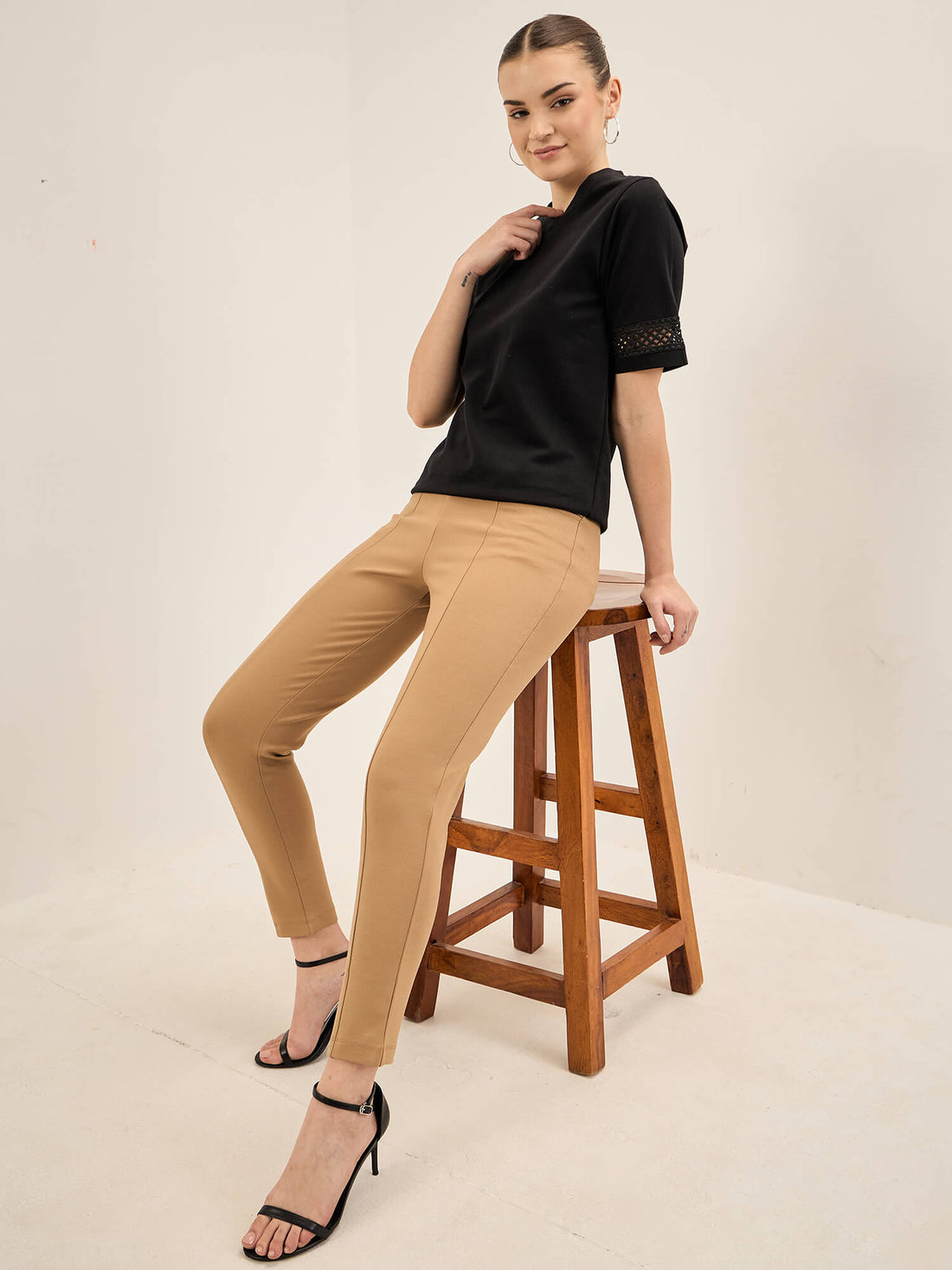 Flex-Camel Pull On Slim Jeggings - Camel