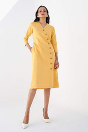 Pomelo Faux Wrap Dress - Yellow