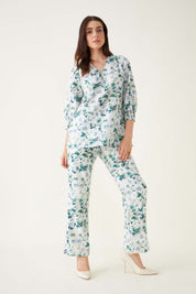 Limelight Co-Ord Set Floral Co-Ord Set - Green/White