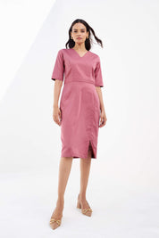 Cerise Panelled Sheath Dress - Blush Pink