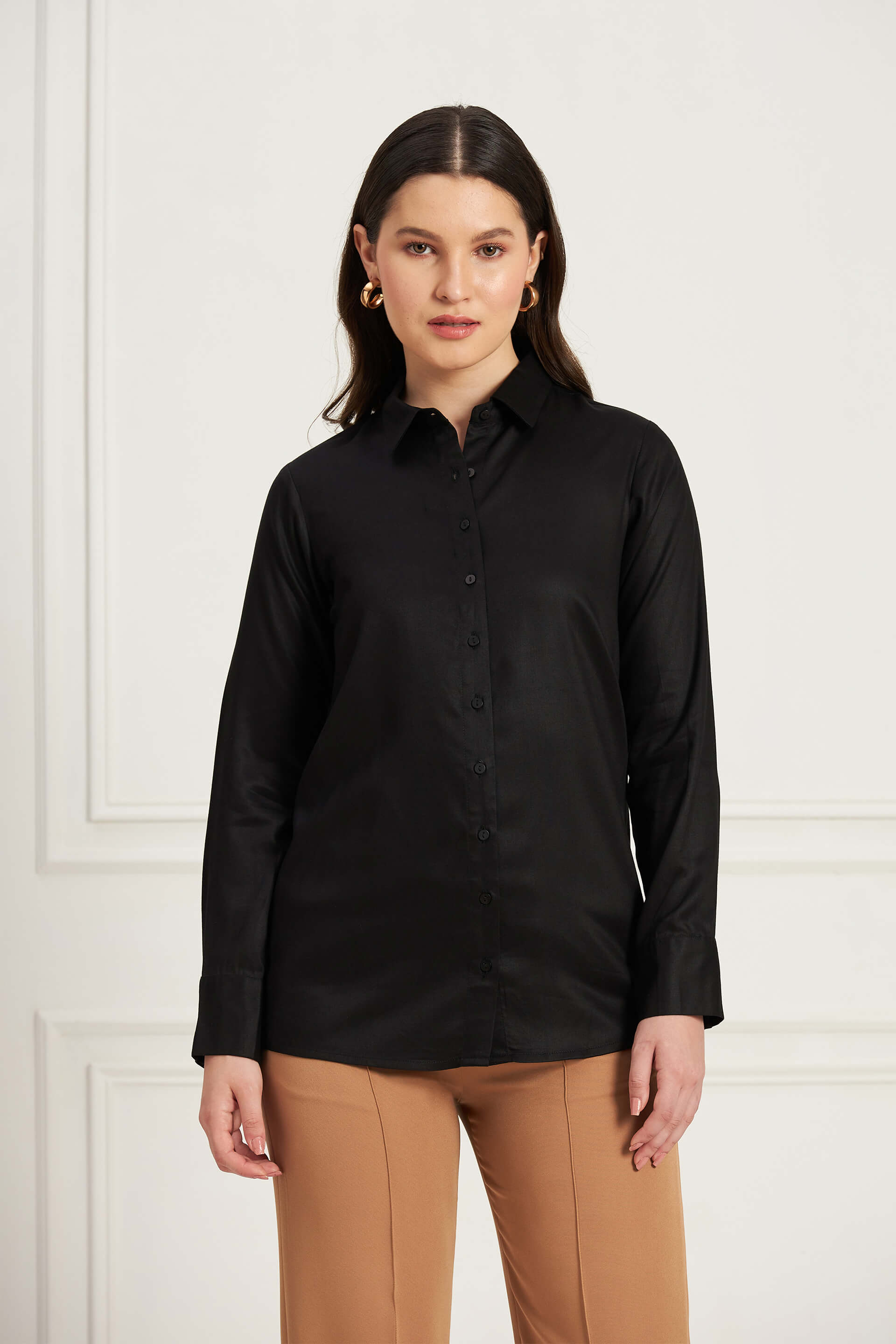 Pristine-Black Button Down Shirt - Black