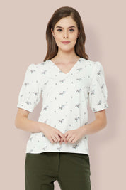 Anne Balloon Sleeves Top - Print