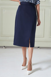 Artsy-Navy Flap Detailing Skirt - Navy