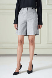 Polonio Tab Detail Shorts - Light Grey