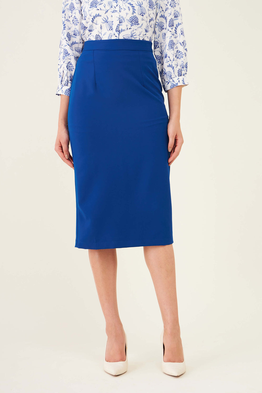 Ardor Longline Pencil Skirt - Blue