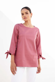 Jabong Tie-Up Sleeve Top - Blush Pink