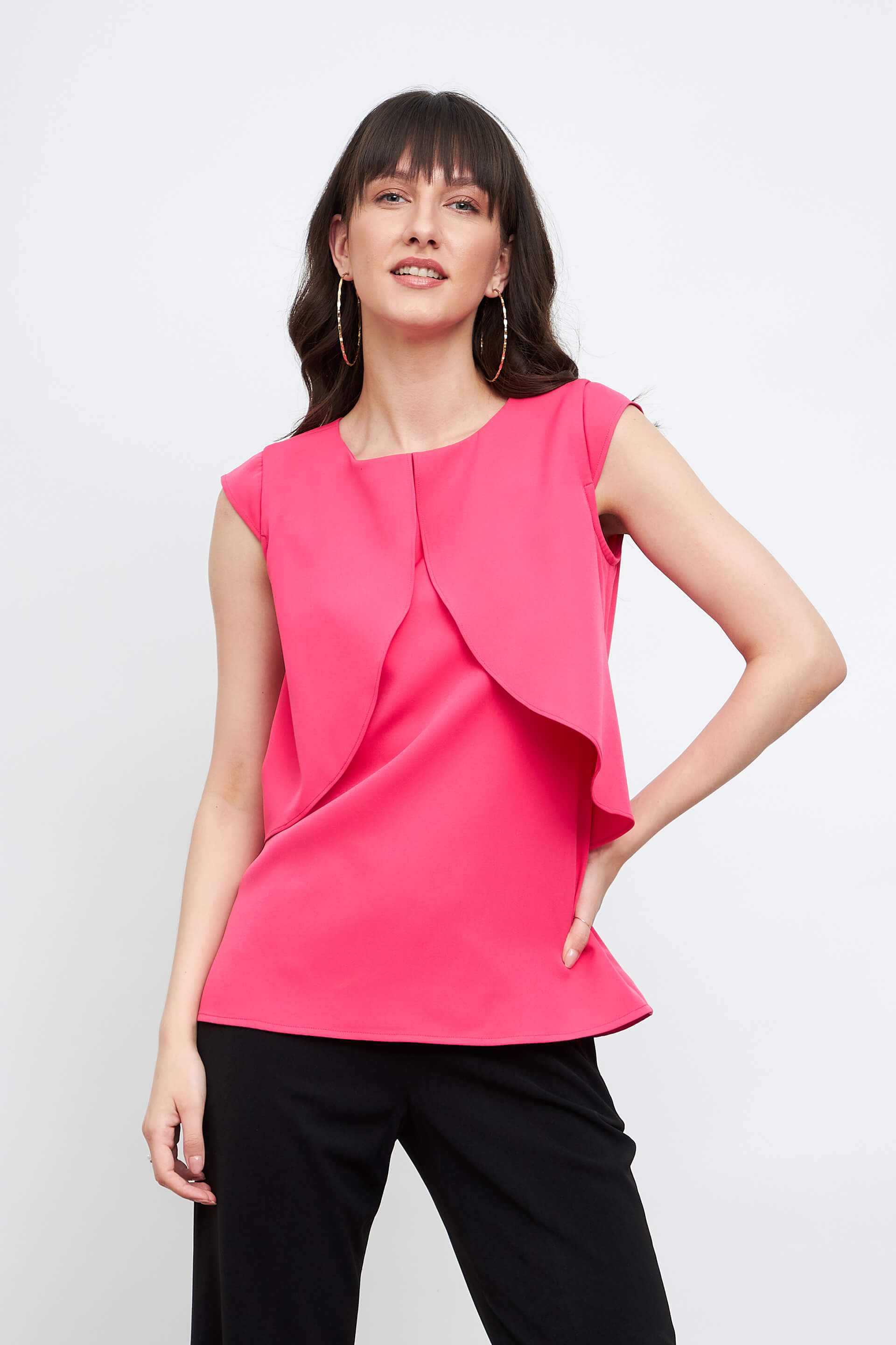 Coral-Punch Pink Layered front top - Pink