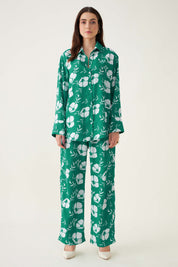 Evergreen Co-Ord Set Floral Co-Ord Set - Green/White