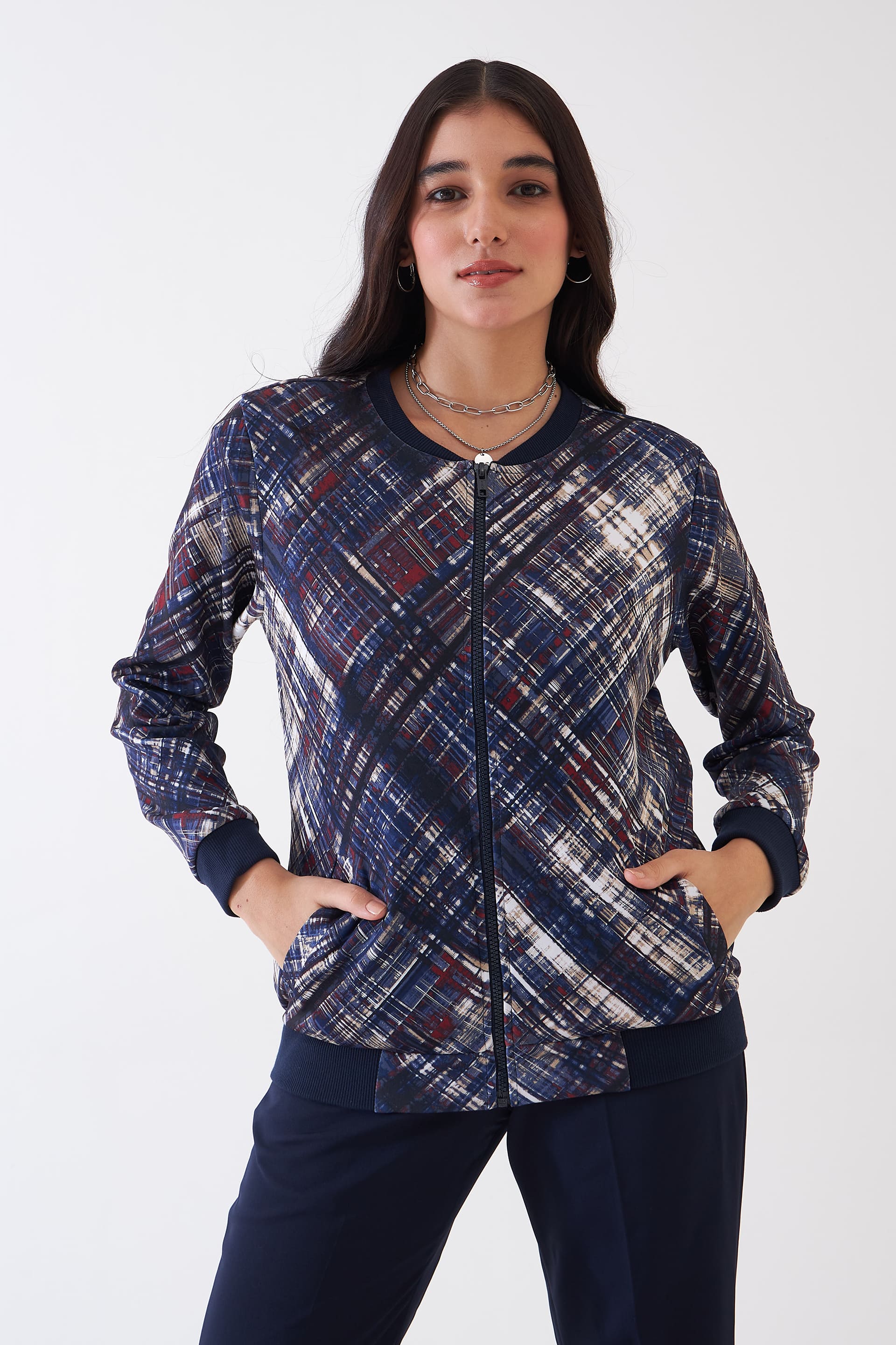 Gio Geometric Bomber Jacket - Multicolor