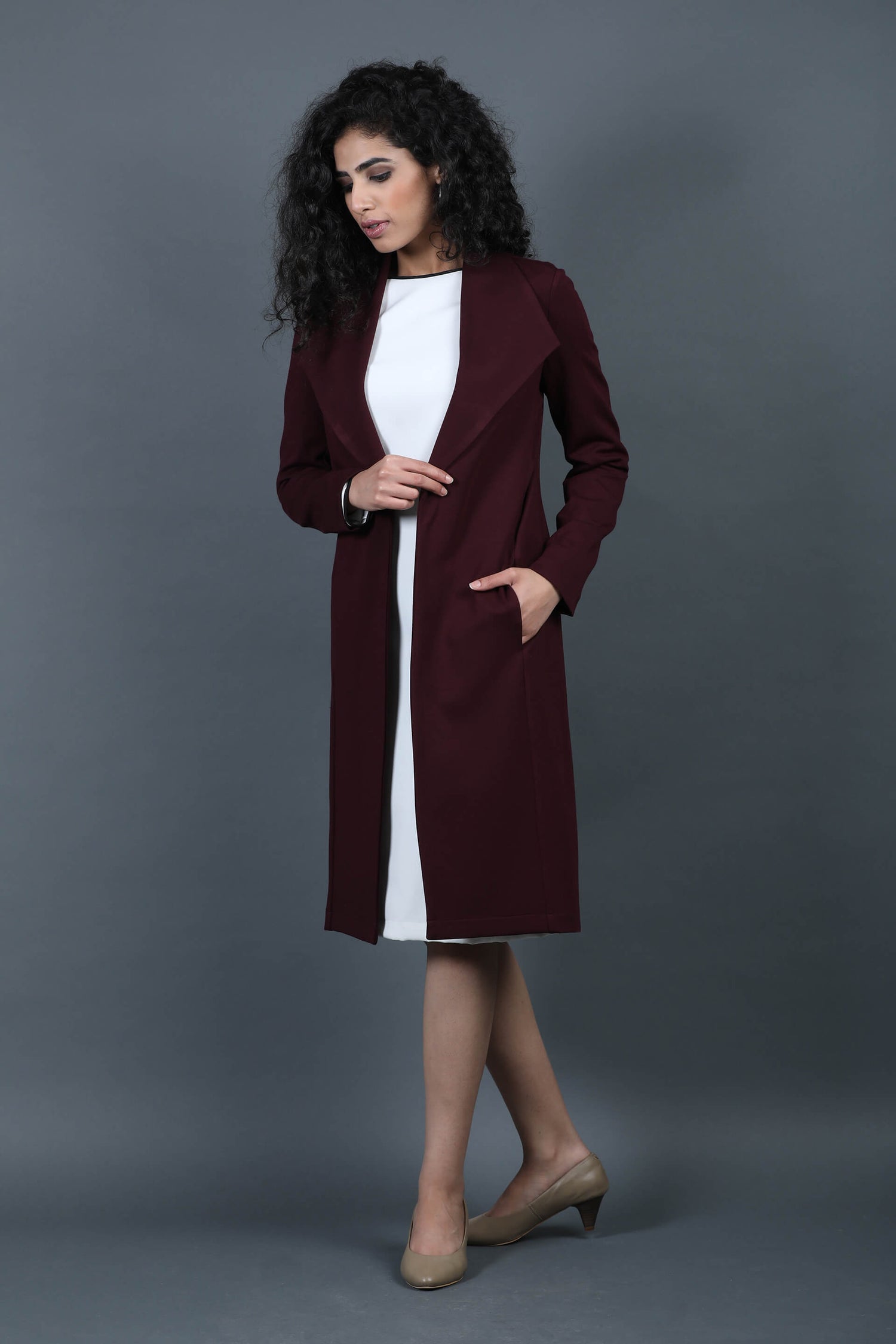 Whistler Shawl Collar Cape-Deep Wine