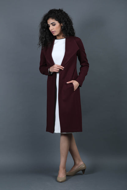 Whistler Shawl Collar Cape-Deep Wine
