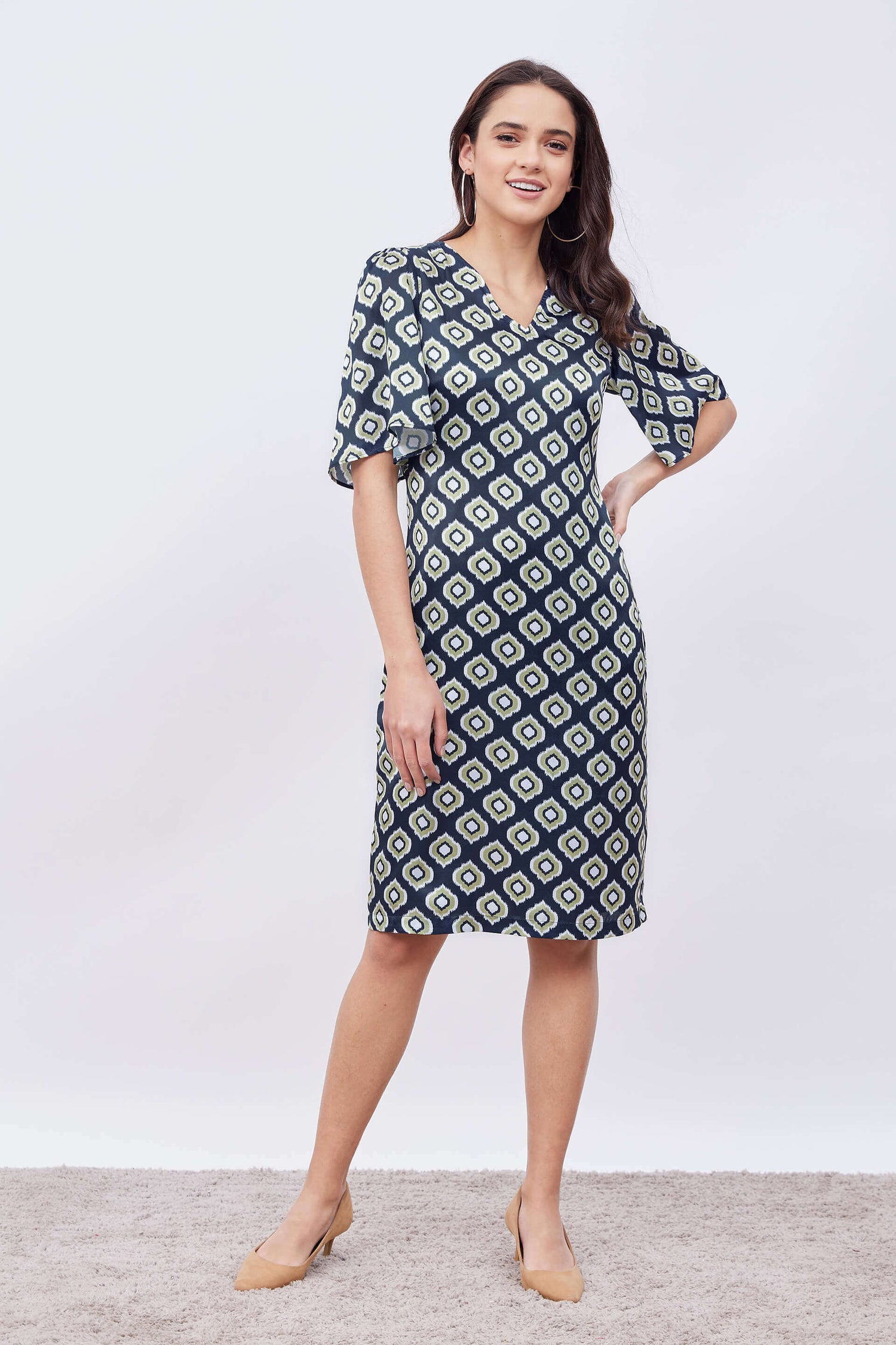 Auric Printed satin shift dress - Multicolor