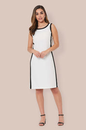 Urbane Contrast Patch Contour Dress - White