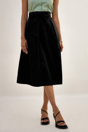 Esther Pleated A-Line Skirt - Black