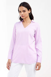 Allure Collared Long Top - Lilac