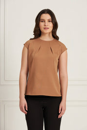 Sedate Sunray Pleat Top - Beige