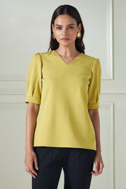 Radiant Balloon Sleeves Top - Chartreuse