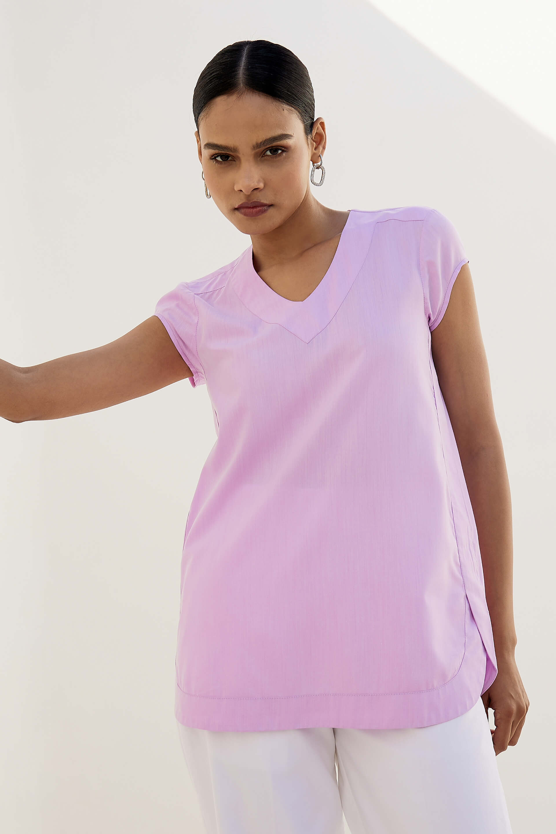 Gloria V-Neck Top - Lilac