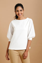 Coconut lantern sleeve top - White