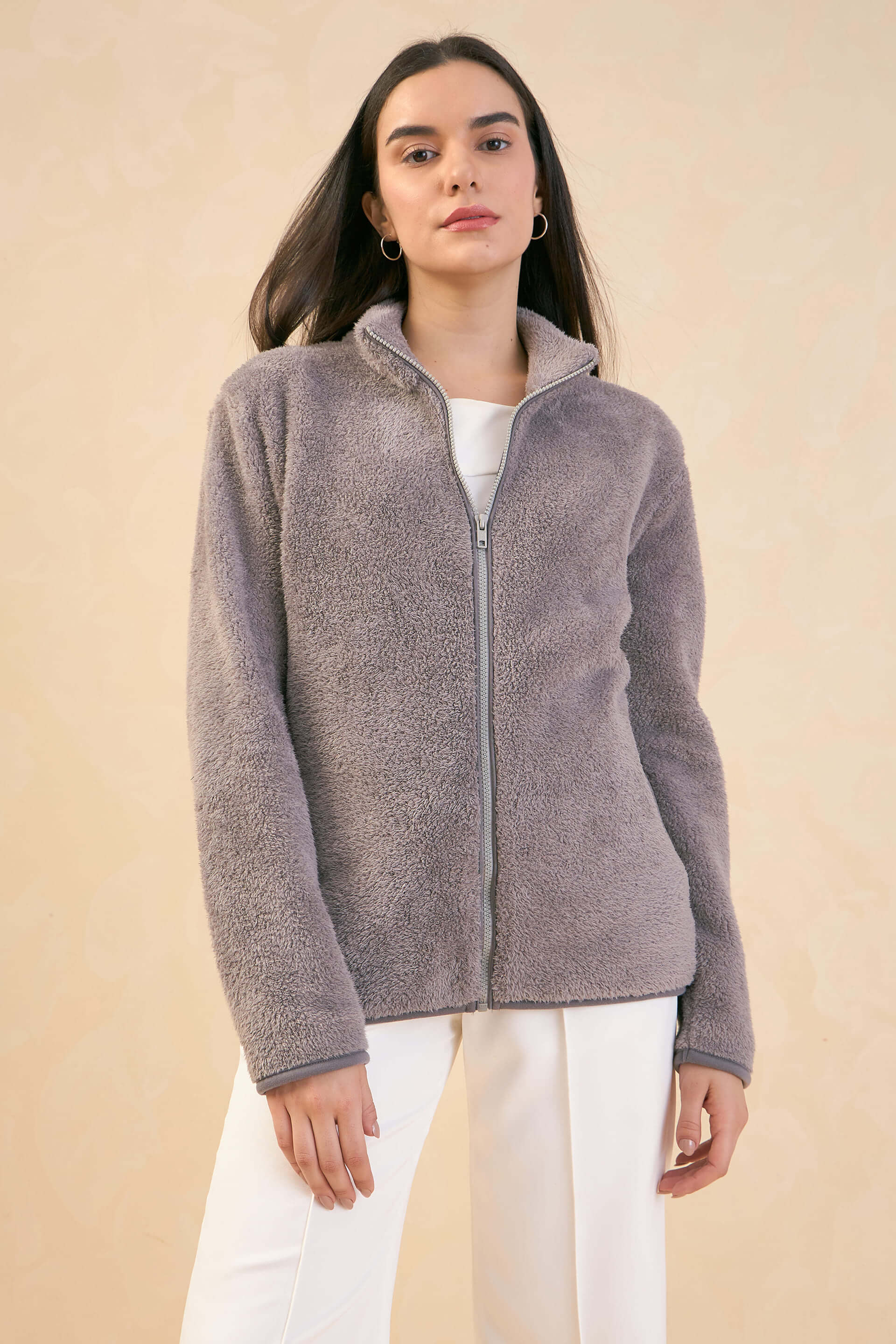 Julia Faux Fur Jacket - Grey