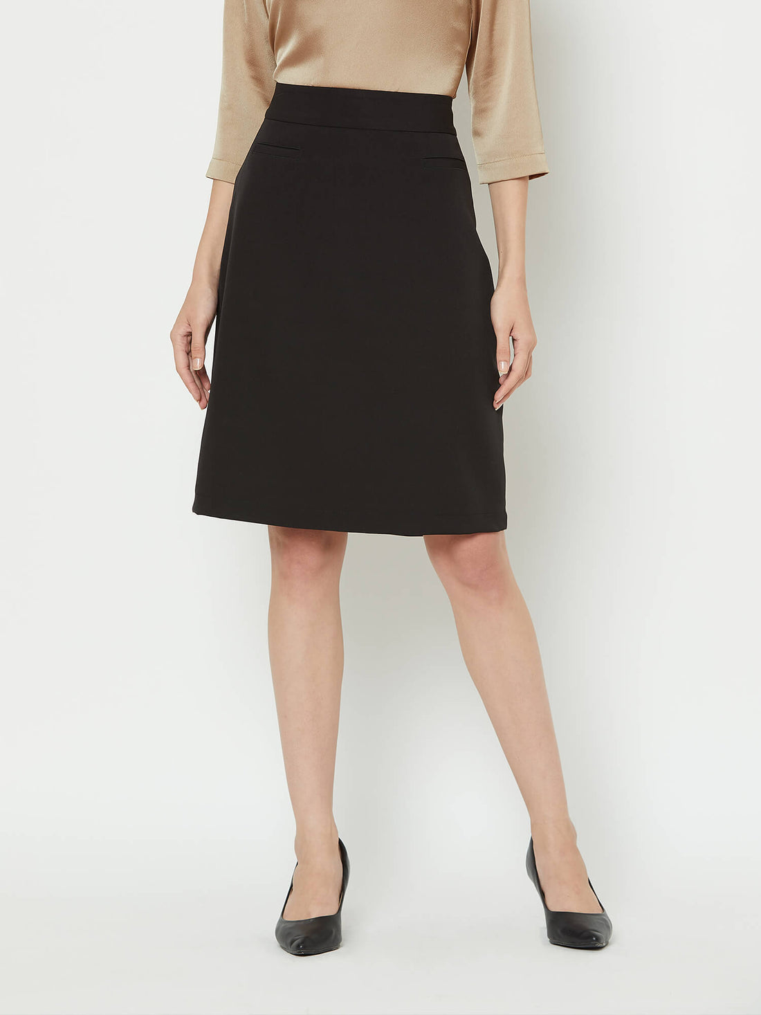 Generous-Black A-line Skirt - Black