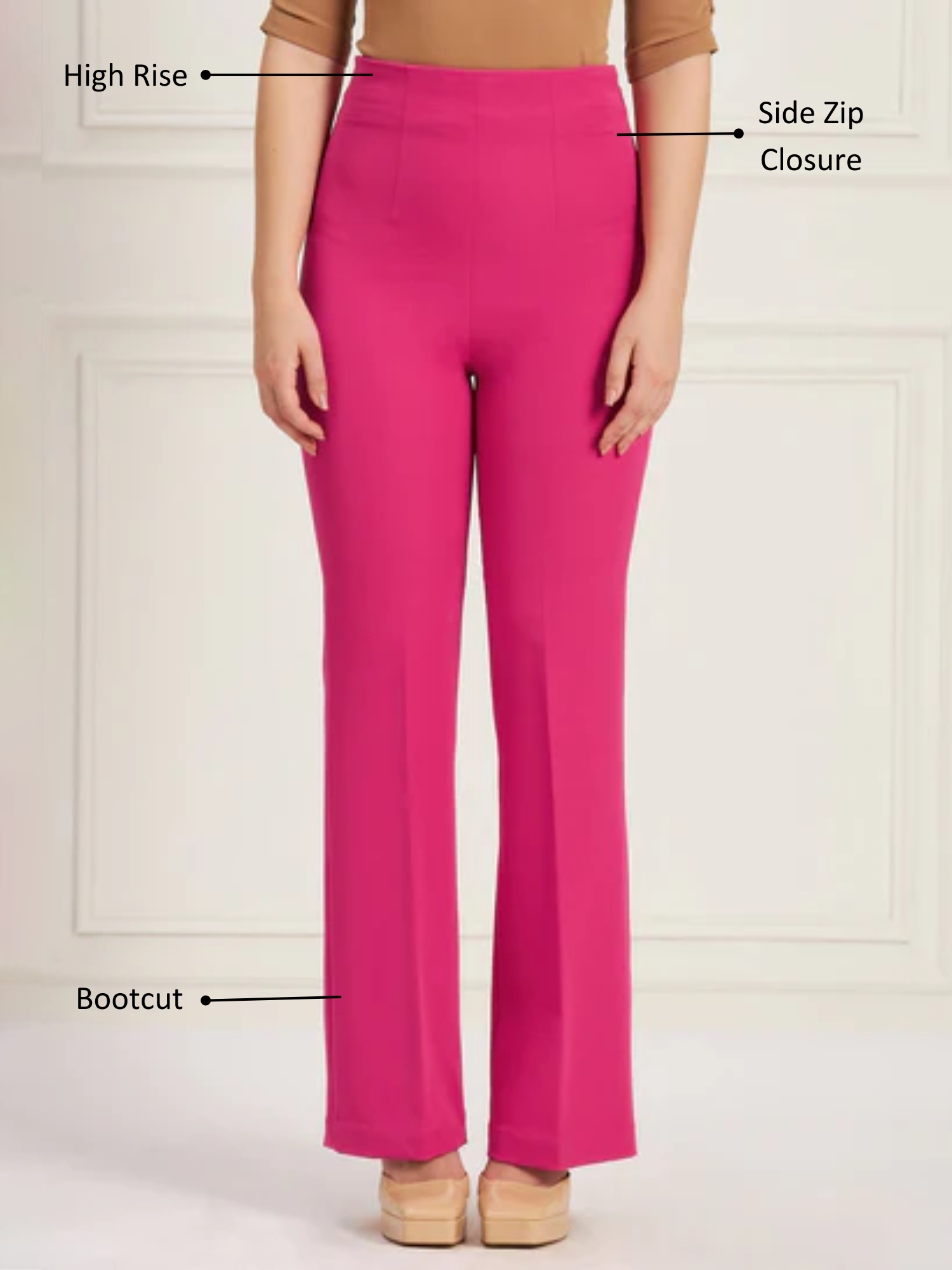 Glorious High Rise Bootcut Pants-Ruby Pink