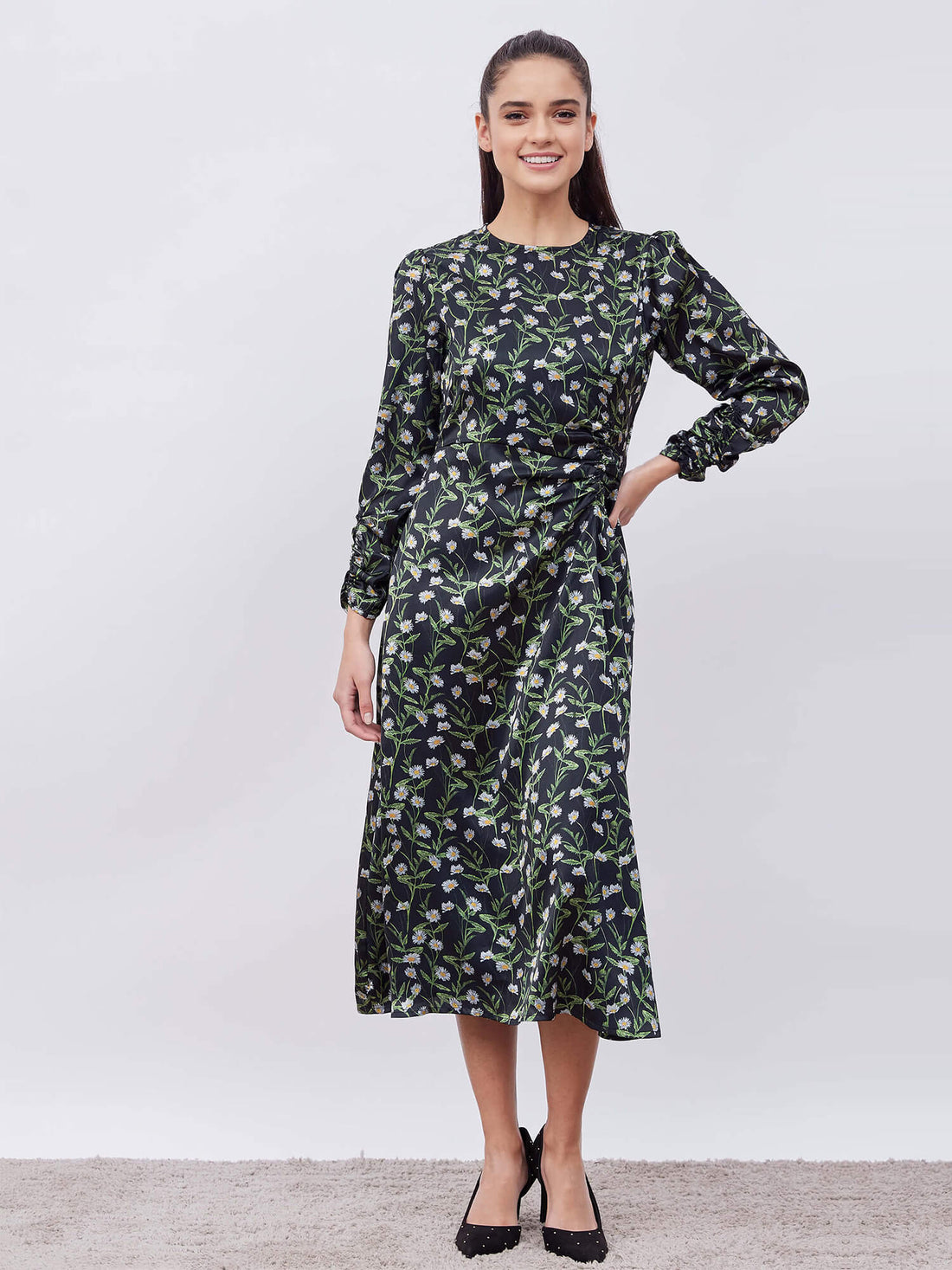 Glory Printed satin ruched detail dress - Multicolor