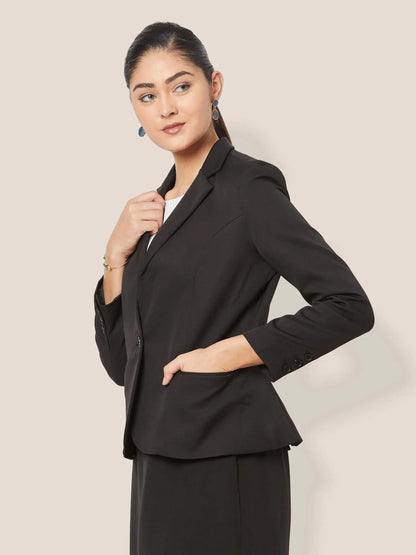 Gritty Single Breasted Blazer - Black