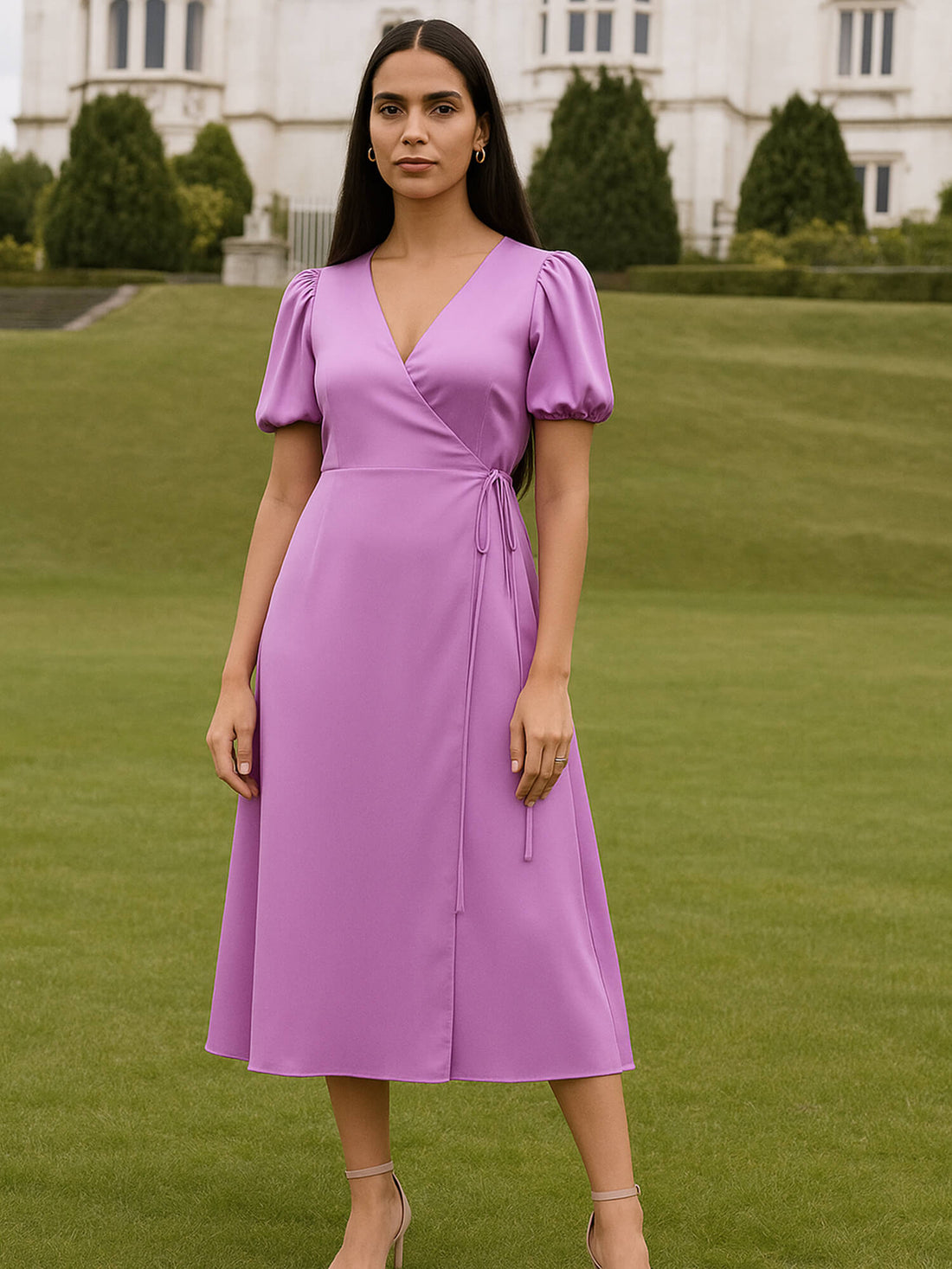 Havana Midi Length Wrap Dress - Lavender