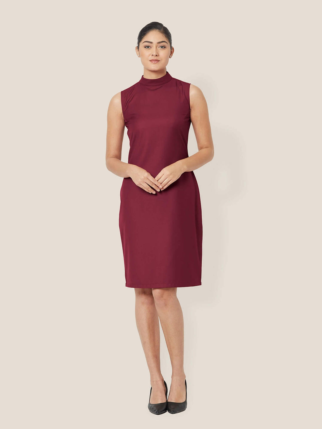 Holly High Neck dress - Maroon
