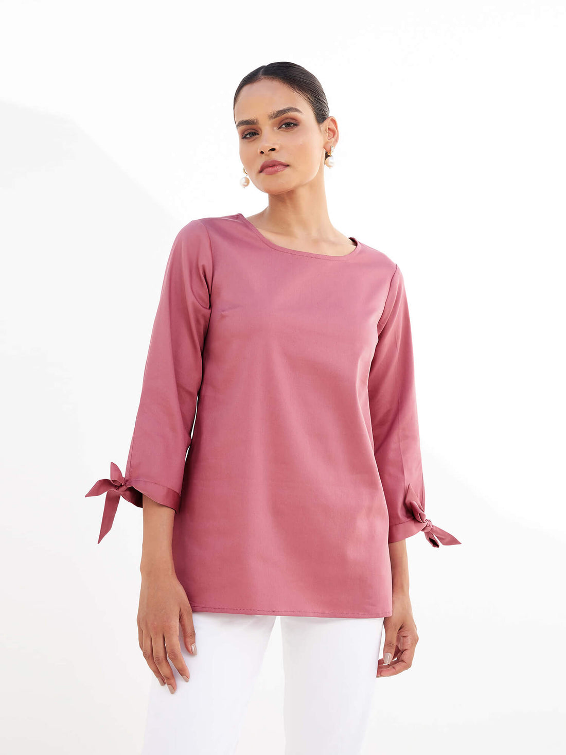 Jabong Tie-Up Sleeve Top - Blush Pink