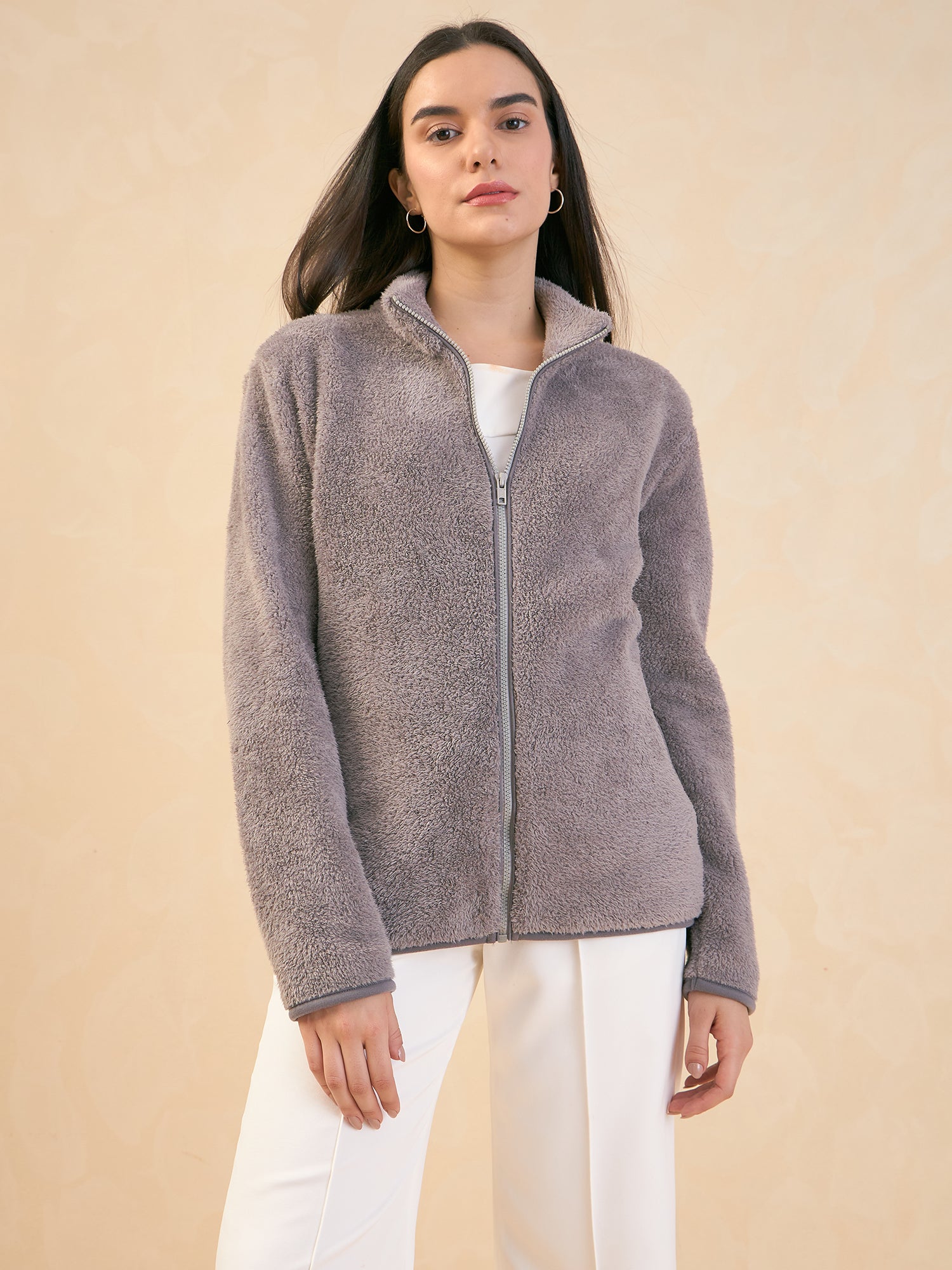 Julia Faux Fur Jacket - Grey