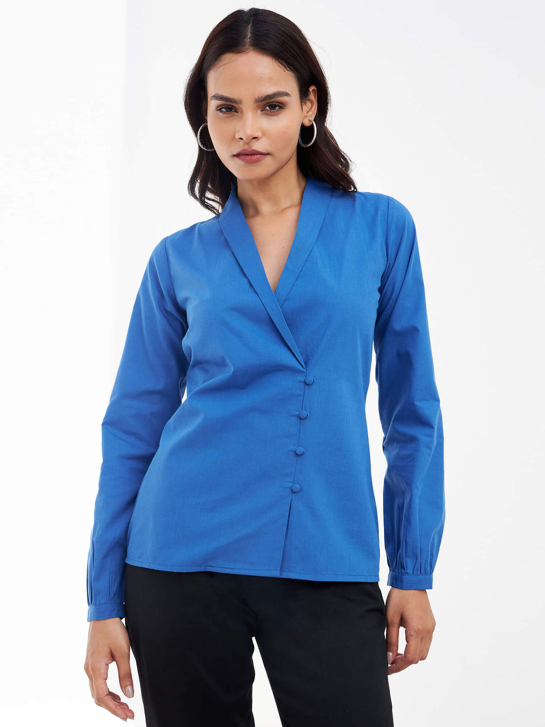 Lagos Faux Wrap Top - Cobalt Blue