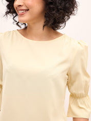 Lemon Sherbet Boat Neck Top - Light Yellow