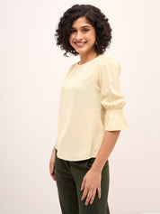 Lemon Sherbet Boat Neck Top - Light Yellow