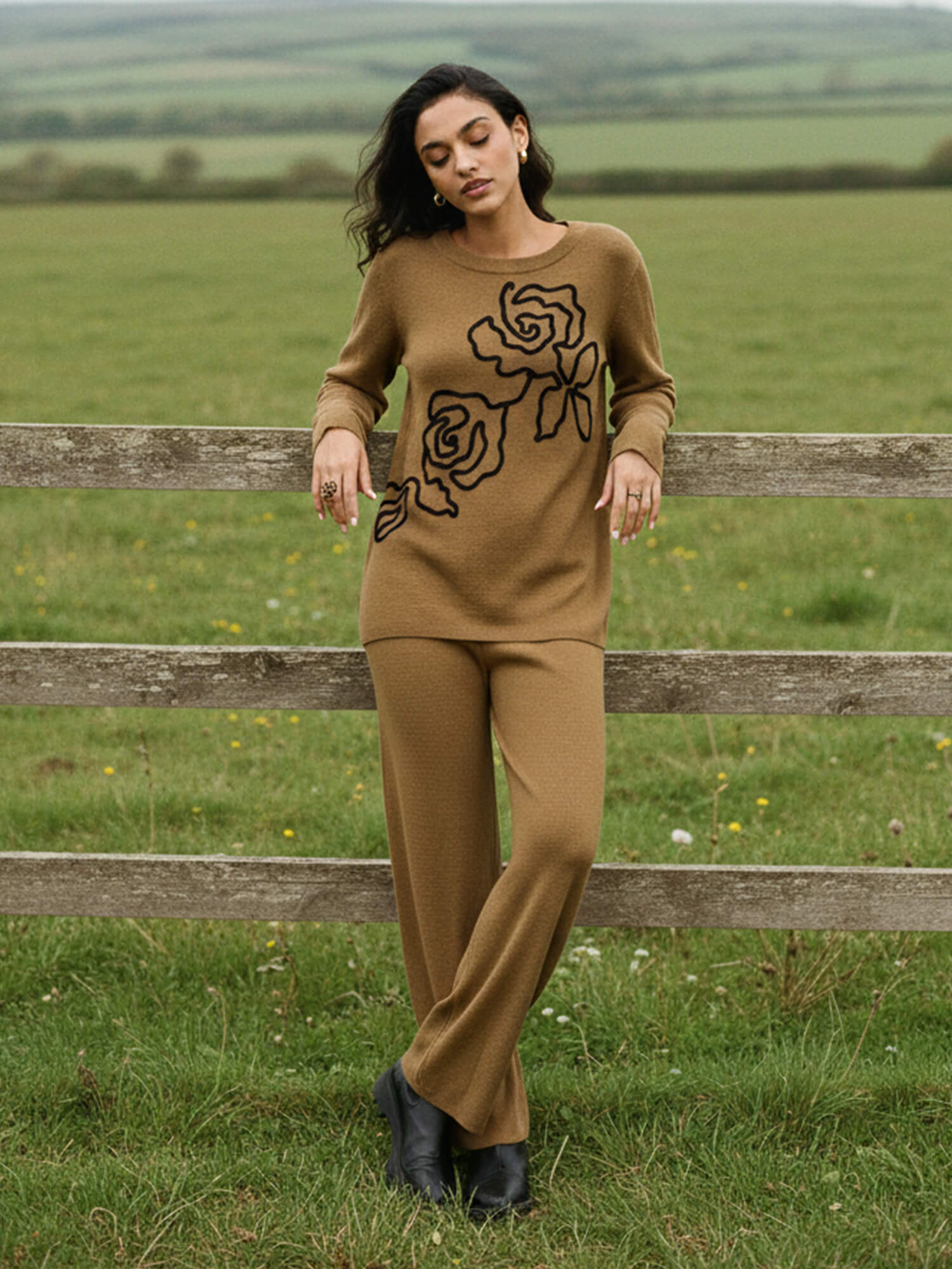 Liana Applique Co-Ord Set - Khakhi